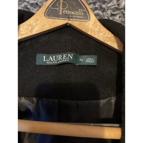 Ralph Lauren Womans 16 Long Wool Winter Coat Plus Size Single Breasted Black XL - Picture 6 of 14